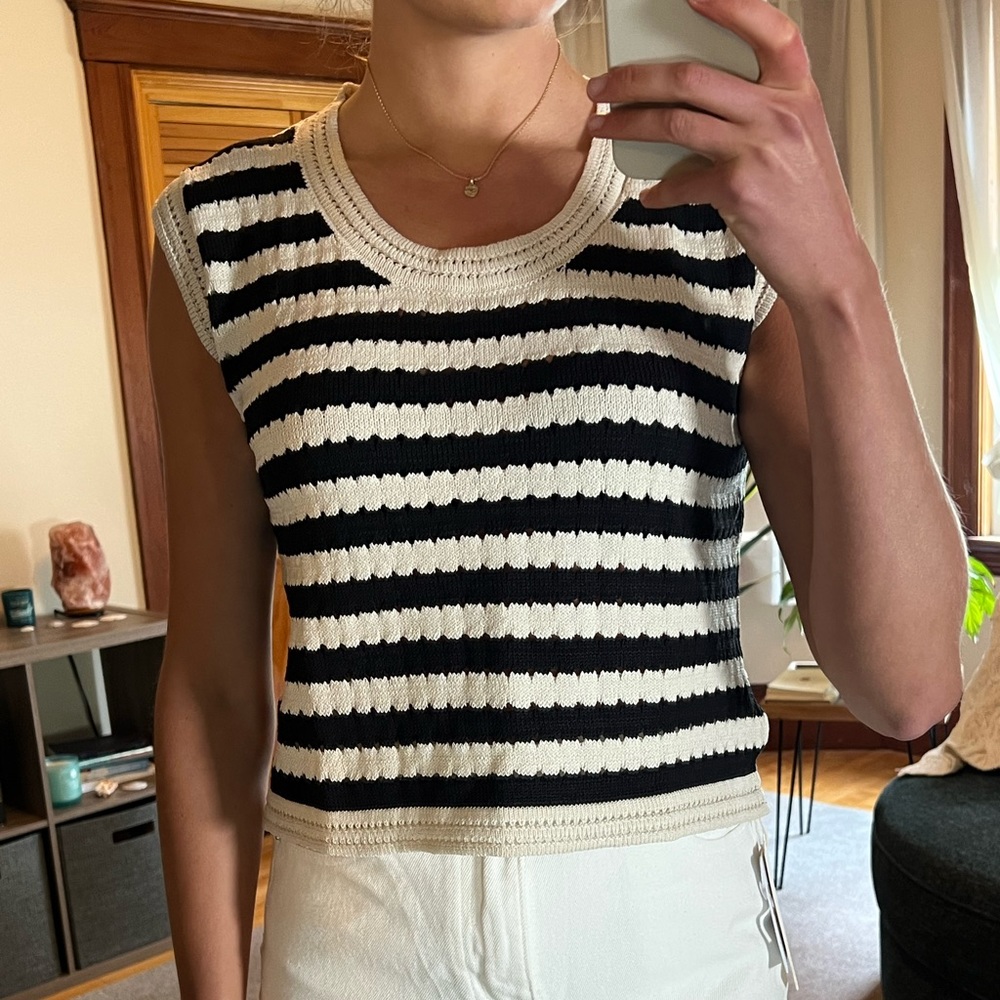 Stripe Crochet Sweater Vest